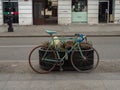 Lonely bicycle on empty street which used to be the most crowded street of the town. Coronavirus pandemic time.