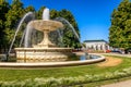 Warsaw, Poland, fountain and sculptures in Saxon Garden Royalty Free Stock Photo