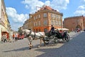 WARSAW, POLAND. The tourist horse crew goes down the street
