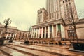 Urban city with empty streets without people at rainy day Royalty Free Stock Photo