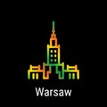 Warsaw, Poland Vector Line Icon