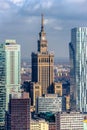 Warsaw / Poland - 03.16.2017: Vertical view at mixed modern and old architecture.