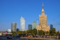 Warsaw, Poland - Warsaw city center with Culture and Science Palace - PKiN - and skyscrapers of Srodmiescie downtown district Royalty Free Stock Photo