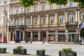 Warsaw Scientific Bookstore named Boleslaw Prus. Building entrance. Old Polish bookstore library. Street house