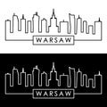 Warsaw skyline. Linear style. Design template.