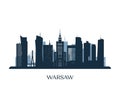 Warsaw skyline, monochrome silhouette.