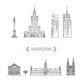 Warsaw skyline, Poland. This illustration represents the city with its most notable buildings