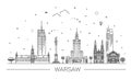 Warsaw skyline, Poland. This illustration represents the city with its most notable buildings