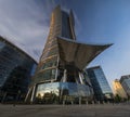 Warsaw Spire office complex at night