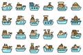 Warship icons set vector flat