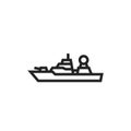 Warship line icon. naval military war ship symbol. isolated vector image