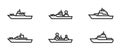 Warship line icon set. military ships and naval vessels