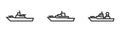 Warship line icon set. naval military war ship symbols