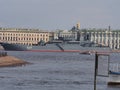 Warship of the Russian Navy in St. Petersburg. Preparation for the parade in honor of the Russian Navy day. 26 July 2018