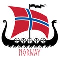 Warship of the Vikings - Drakkar and Norway flag