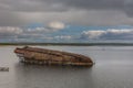 Warship wreck near Weddell Bay in Orkneys, Scotland. Royalty Free Stock Photo