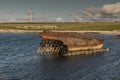 Warship wreck near Weddell Bay in Orkneys, Scotland. Royalty Free Stock Photo