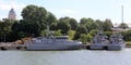 Warships at the pier of the Suomenlinna island