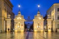 Warszawa, Poland - January 27, 2024: Gate to the University of Warsaw on the Krakowskie Przedmiescie streets at dusk, Poland Royalty Free Stock Photo