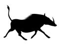 Warthog. Black hand drawn realistic silhouette vector image. Royalty Free Stock Photo