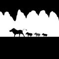 Warthog and Boar Wild animal in the Cave Silhouette