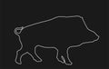 Warthog vector line contour silhouette illustration isolated on black background. Bush Pig. Wild boar symbol. Boar isolated.