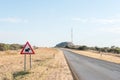 Warthog warning sign on the B1-road near Otjiwarongo Royalty Free Stock Photo