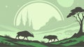 Warthogs Foraging in the African Savanna Landscape, vector design Generative AI Royalty Free Stock Photo
