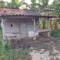 warung makan dan barang kebutuhan sehari hari tradisional di desa yang masih tutup, lokasi di tengah kebun