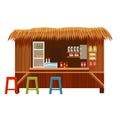 Warung street cafe restaurant small family owned busines, store shop. Vector isolated cartoon style