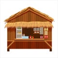 Warung street food cafe restaurant small family owned busines, store shop. Vector isolated cartoon style