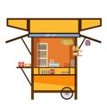 Warung street food cart cafe restaurant small family owned busines, store shop. Vector isolated cartoon style