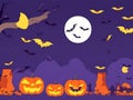 Funny Halloween pumpkin silhouette collection. illustration, dark background, ai generated