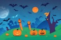 Funny Halloween pumpkin silhouette collection. illustration, dark background, ai generated