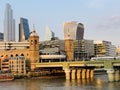 Southwark area view of London towers and river Thames in the capital of England