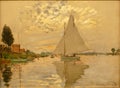 Photo of the original painting: `Sailing Boat at Petit Gennevilliers` by Claude Monet. Frameless.