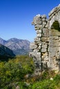 Magnificent view of Taurus mountains and the surrounding travertine mountains in the Termessos City of Antalya.