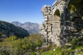 Magnificent view of Taurus mountains and the surrounding travertine mountains in the Termessos City of Antalya.