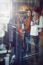 This was made for me. two best friends out shopping in a clothing store. Royalty Free Stock Photo