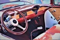 Old 1955 chevy belair interior shot