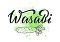 Wasabi black word on green watercolor background