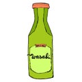 Wasabi bottle isolated on white background. Colorful hand drawn