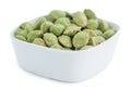 Wasabi coated Peanuts isolated on white Royalty Free Stock Photo