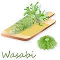 Wasabi Japanese horseradish illustration on white