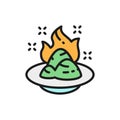Wasabi, Japanese horseradish, spicy seasoning flat color line icon.