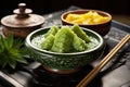 wasabi paste in a traditional japanese ceramic dish