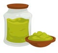 Wasabi in pot with cap spicy asian product vector