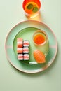 Wasabi seafood eat traditional sushi meal set roll japanese japan plate food Royalty Free Stock Photo