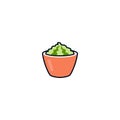 Wasabi for seasoning to sushi and seafood doodle vector illustration isolated.
