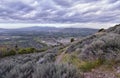 Wasatch Front Rocky Mountains landscape views  foothills of Mt Timpanogos, Mt Mahogany nature hiking trail, by Orem and Provo, Uta Royalty Free Stock Photo